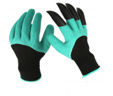 Садовые перчатки Garden Gloves с пластиковыми наконечниками Черно-зеленый (R0173)