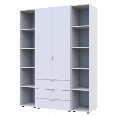 Шкаф распашной 2Д-3Ш-5П с этажерками Doros Гелар 2034х1539х495 дсп белого цвета Тернопіль