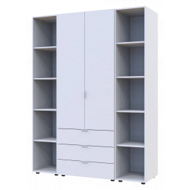 Шкаф распашной 2Д-3Ш-5П с этажерками Doros Гелар 2034х1539х495 дсп белого цвета