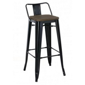 Барный стул высокий Толикс-Back-W металлический глянцевый сидение-деревянное