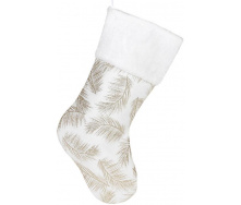 Декоративный носок для подарков Хвоя белый с золотом Bona DP69569