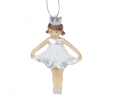 Фигурка-подвеска BonaDi Балерина-малышка в поклоне 8.5 см Серебристый с белым (707-033)