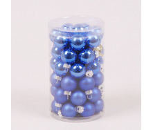 Кульки скляні Flora D-2,5 см 48 шт Синій (44497)