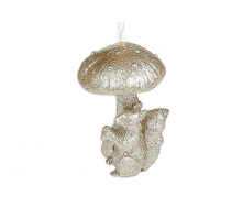 Підвісний декор BonaDi Білочка з грибом 7 см Шампань (829-335)