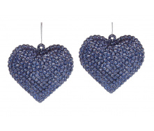 Набор елочных украшений BonaDi Сердце 2 шт 6 см Синий (113-544)