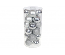 Набір новорічних кульок BonaDi пластик 24 шт D 6 см Сріблястий (147-194)