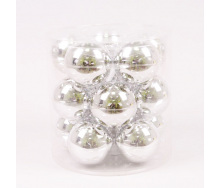 Кульки скляні Flora D 8 см 15 шт Сріблястий (44607)