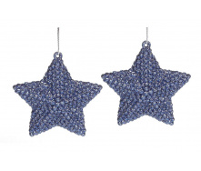 Набор елочных украшений BonaDi Звезда 2 шт 7.5 см Синий (113-557)