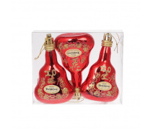 Набір ялинкових прикрас BonaDi Пляшки 3 шт 9 см Червоний (195-K92)