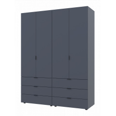 Распашной шкаф для одежды Гелар комплект Doros цвет Графит 2+2 двери ДСП 155х49,5х203,4 (42002131) Днепр