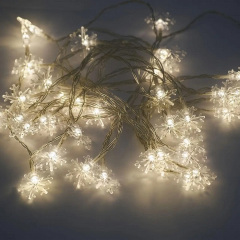 Светодиодная гирлянда LED Снежинки на батарейках 40 светодиодов 5 м Теплый белый Новояворівськ