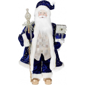 Новогодняя фигурка Санта с посохом 60см (мягкая игрушка), синий с шампанью Bona DP73704