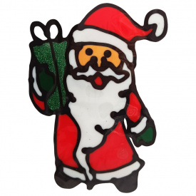 Силіконова наклейка на скло "Санта Клаус із подарунком" Bambi 13-61-02 15 х 10 см