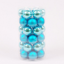 Кульки скляні Flora D 3,8 см 36 шт Блакитний (44610)