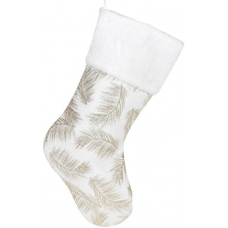 Декоративный носок для подарков Хвоя белый с золотом Bona DP69569