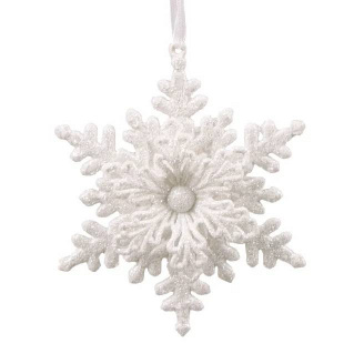 Подвеска новогодняя Flora Снежинка Белый (11306)