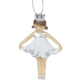 Фигурка-подвеска BonaDi Балерина-малышка в поклоне 8.5 см Серебристый с белым (707-033)