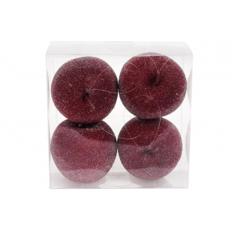 Набір декоративних яблук в цукрі на підвісі BonaDi 8 см Темно-червоний (130-407)