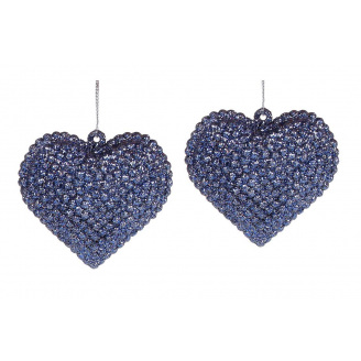 Набір ялинкових прикрас BonaDi Серце 2 шт 6 см Синій (113-544)