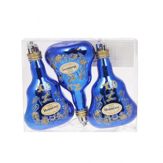 Набор елочных украшений BonaDi Бутылки 3 шт 9 см Синий (195-K92)