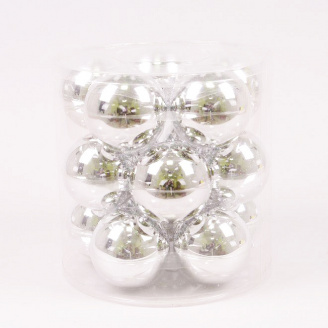 Кульки скляні Flora D 8 см 15 шт Сріблястий (44607)