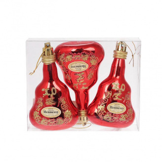 Набор елочных украшений BonaDi Бутылки 3 шт 9 см Красный (195-K92)