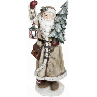 Фигура декоративная Santa с елкой и фонариком 98 см с LED-подсветкой бежевый Bona DP43087