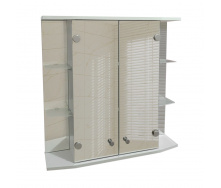 Зеркальный шкафчик с двумя прямыми фасадами и открытыми боковыми полками для ванной комнаты Tobi Sho ТB10-70 700х700х175 мм