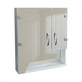 Дзеркальна шафа з фігурними фасадами та відкритою полицею для ванної кімнати Tobi Sho ТB6-55 550х600х125 мм