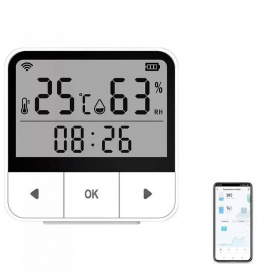 Беспроводной Wi-Fi датчик температуры и влажности Tuya Smart life PA-010 с экраном Белый - 901884