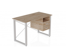 Письменный стол с ящиками Ferrum-decor Оскар 750x1400x700 металл Белый ДСП Дуб Сан-Марино 16 мм (OSK0072)