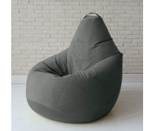 Бескаркасное кресло мешок груша с внутренним чехлом Coolki Велюр Серый XL105x85
