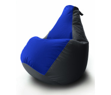 Кресло мешок Груша Coolki комби XXL 90x130 Черный с Синим 02 Оксфорд 600D