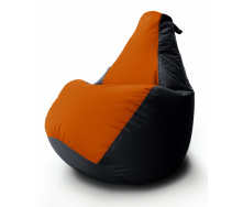 Кресло мешок Груша Coolki комби XL 85x105 Черный с Оранжевым 06 Оксфорд 600D