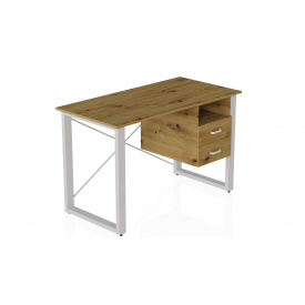 Письменный стол с ящиками Ferrum-decor Оскар 750x1400x700 металл Белый ДСП Дуб Артизан 16 мм (OSK0076)