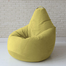 Бескаркасное кресло мешок груша с внутренним чехлом Coolki Велюр Желтый XXXL140x110