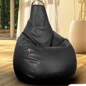 Кресло-мешок Beans Bag груша Экокожа 100*140 см Черный (hub_lclam2)