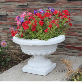 Вазон садовый для цветов Чаша на ножке бетонный Базовый в лаке