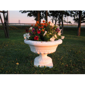 Вазон садовый для цветов Чаша на ножке бетонный Серебряный