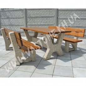 Садовый стол со скамейками «Гарден - Верона" Гранит серо-красный