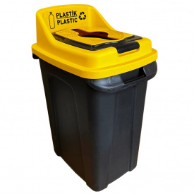 Бак для сортировки мусора Planet Re-Cycler 50 л черный - желтый (пластик)