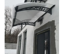 Металический сборный навес (козырек) над дверью Dash'Ok 1.5x1 м Hi-tech, тем-серый, мон 3 мм, прозр