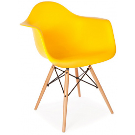 Пластиковое кресло SDM Тауэр-Вуд желтое пластиковое ножки деревянные