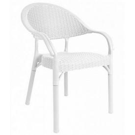 Садовый стул-кресло София 84х55х59 см белый плетение искусственный ротанг