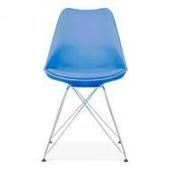 Синий стул Тауэр-С пластиковое сидение с подушкой на металлических ножках