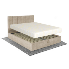 Ліжко з матрацом Лотос 160х200 (Кремовий, велюр, підйомний механізм, ніша) IMI Иршава
