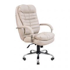 Офисное кресло руководителя Richman Valencia VIP Хром M3 MultiBlock Натуральная Кожа Lux Италия Светло-серый Луцк