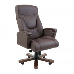 Офисное кресло руководителя Richman Boss VIP Wood M2 AnyFix Натуральная Кожа Lux Италия Коричневый Київ