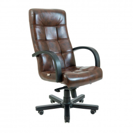 Офисное кресло руководителя Richman Virginia VIP Wood M2 AnyFix Натуральная Кожа Lux Италия Madras Коричневый