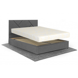 Ліжко з матрацом Цинія 160х200 (Сірий, рогожка, підйомний механізм, ніша) IMI